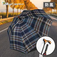 【雙龍牌】英國紳士央帶格紋分離式自動直傘(超潑水手杖傘休閒助步拐杖傘登山健走自動晴雨傘A6184) 拿鐵棕