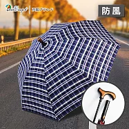 【雙龍牌】英國紳士央帶格紋分離式自動直傘(超潑水手杖傘休閒助步拐杖傘登山健走自動晴雨傘A6184) 深紫格