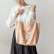 E.City_大容量圖騰花朵帆布提袋 粉