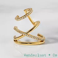Wanderlust+Co 澳洲品牌 鑲鑽多層 金色耳骨夾 無耳洞女孩必備 Multi Pave