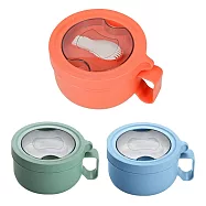 (2入優惠組)EC粉彩旋蓋式304不鏽鋼碗 泡麵碗 (附折疊餐具)EC-115 顏色隨機