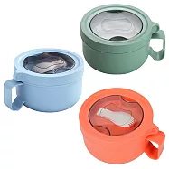 (3入優惠組)EC粉彩旋蓋式304不鏽鋼碗 泡麵碗 (附折疊餐具)EC-115 顏色隨機