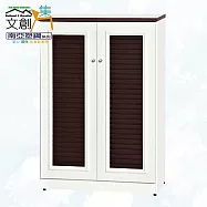 【文創集】南亞塑鋼 雪菲多彩2.7尺雙開門百葉中高鞋櫃(三色可選) 時尚胡桃白雙色