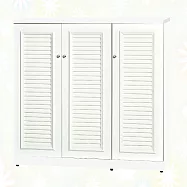 【文創集】南亞塑鋼 雪菲多彩4尺三開門百葉中高鞋櫃(八色可選) 時尚白