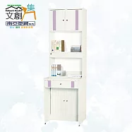 【文創集】南亞塑鋼 范特多彩2尺開門&捲門雙抽高書桌/電腦桌組合(六色可選) 淺紫雙色