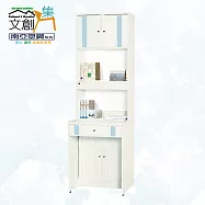 【文創集】南亞塑鋼 范特多彩2尺開門&捲門雙抽高書桌/電腦桌組合(六色可選) 淺藍雙色