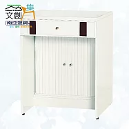 【文創集】南亞塑鋼 范特多彩2尺雙抽下捲門櫃書桌/電腦桌(六色可選) 胡桃白雙色