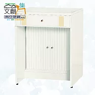 【文創集】南亞塑鋼 范特多彩2尺雙抽下捲門櫃書桌/電腦桌(六色可選) 米黃雙色