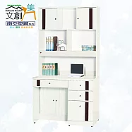 【文創集】南亞塑鋼 范特多彩3.3尺開門&捲門四抽高書桌/電腦桌組合(六色可選) 胡桃白雙色