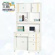 【文創集】南亞塑鋼 范特多彩3.3尺開門&捲門四抽高書桌/電腦桌組合(六色可選) 米黃雙色