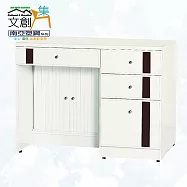 【文創集】南亞塑鋼 范特多彩3.3尺四抽下捲門櫃書桌/電腦桌(六色可選) 胡桃白雙色