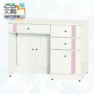 【文創集】南亞塑鋼 范特多彩3.3尺四抽下捲門櫃書桌/電腦桌(六色可選) 粉紅雙色