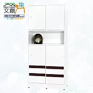 【文創集】南亞塑鋼 馬蒂爾多彩3尺上下雙層雙推門中空高鞋櫃(七色可選) 胡桃白雙色