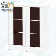 【文創集】南亞塑鋼 古爾多多彩3尺雙推門鞋櫃(八色可選) 胡桃木紋白雙色