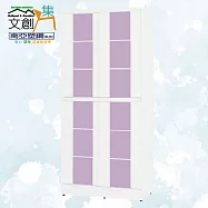 【文創集】南亞塑鋼 古爾多多彩3尺上下雙層四推門高鞋櫃(七色可選) 淺紫雙色