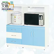 【文創集】南亞塑鋼 安雅多彩3.6尺雙拉盤式三抽雙開門餐櫃/電器櫃(二色可選) 英倫藍雙色