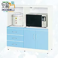【文創集】南亞塑鋼 安雅多彩3.6尺雙拉盤式三抽雙開門餐櫃/電器櫃(二色可選) 簡約藍雙色