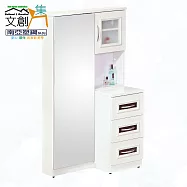 【文創集】南亞塑鋼 桑卡多彩3尺全身鏡面三抽塑鋼鏡台/化妝台(七色可選+不含化妝椅) 胡桃白雙色