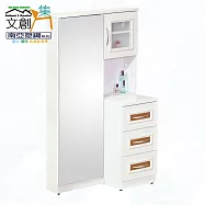 【文創集】南亞塑鋼 桑卡多彩3尺全身鏡面三抽塑鋼鏡台/化妝台(七色可選+不含化妝椅) 原木紋雙色