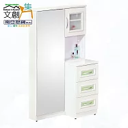 【文創集】南亞塑鋼 桑卡多彩3尺全身鏡面三抽塑鋼鏡台/化妝台(七色可選+不含化妝椅) 淺綠雙色