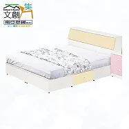 【文創集】南亞塑鋼 馬尼拉多彩5尺雙人二抽塑鋼床台組合(七色可選+床頭箱+二抽床底+不含床墊) 米黃雙色