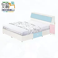 【文創集】南亞塑鋼 馬尼拉多彩5尺雙人二抽塑鋼床台組合(七色可選+床頭箱+二抽床底+不含床墊) 淺藍雙色