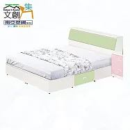 【文創集】南亞塑鋼 馬尼拉多彩5尺雙人二抽塑鋼床台組合(七色可選+床頭箱+二抽床底+不含床墊) 淺綠雙色