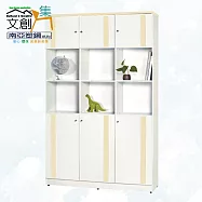 【文創集】南亞塑鋼 康特多彩4.1尺上下雙層六開門中空高塑鋼書櫃(六色可選) 米黃雙色