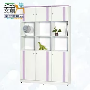 【文創集】南亞塑鋼 康特多彩4.1尺上下雙層六開門中空高塑鋼書櫃(六色可選) 淺紫雙色