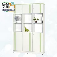 【文創集】南亞塑鋼 康特多彩4.1尺上下雙層六開門中空高塑鋼書櫃(六色可選) 淺綠雙色