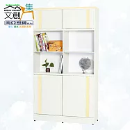 【文創集】南亞塑鋼 康特多彩3.1尺上下雙層四推門中空高塑鋼書櫃(六色可選) 米黃雙色