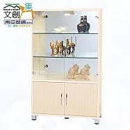 【文創集】南亞塑鋼 桑尼多彩2.8尺四開門高塑鋼展示櫃(二色可選) 白橡木紋