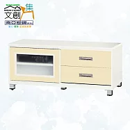 【文創集】南亞塑鋼 馬尼拉多彩4尺單推門二抽屜塑鋼電視櫃(六色可選) 米黃雙色