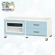 【文創集】南亞塑鋼 馬尼拉多彩4尺單推門二抽屜塑鋼電視櫃(六色可選) 淺藍雙色