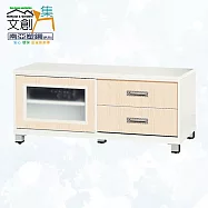 【文創集】南亞塑鋼 馬尼拉多彩4尺單推門二抽屜塑鋼電視櫃(六色可選) 白橡雙色