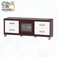 【文創集】南亞塑鋼 馬尼拉多彩4.7尺單推門四抽屜塑鋼電視櫃(二色可選) 胡桃白雙色