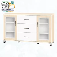 【文創集】南亞塑鋼 馬尼拉多彩4.2尺雙開門三抽屜塑鋼收納櫃(二色可選) 白橡雙色