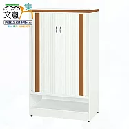 【文創集】南亞塑鋼 賴恩多彩2.4尺雙側開捲門單格中鞋櫃(三色可選) 原木紋雙色