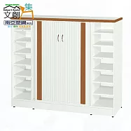 【文創集】南亞塑鋼 賴恩多彩4.1尺雙側開捲門半開放中鞋櫃(三色可選) 原木紋雙色