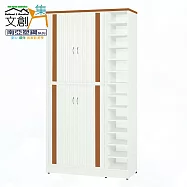 【文創集】南亞塑鋼 賴恩多彩3.3尺上下雙層雙側開捲門半開放高鞋櫃(三色可選) 原木紋雙色