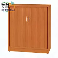 【文創集】南亞塑鋼 尼拉多彩2.9尺雙側開捲門中鞋櫃(二色可選) 原木紋色