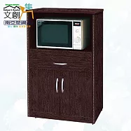 【文創集】南亞塑鋼 古爾多彩2.3尺托盤式雙開門單抽屜餐櫃/電器櫃(三色可選) 胡桃木紋