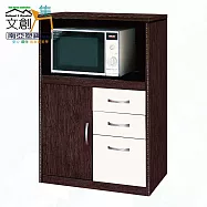 【文創集】南亞塑鋼 古爾多彩2.4尺托盤式單開門三抽屜餐櫃/電器櫃(二色可選) 胡桃白雙色