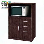 【文創集】南亞塑鋼 古爾多彩2.4尺托盤式單開門三抽屜餐櫃/電器櫃(二色可選) 胡桃木紋