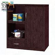 【文創集】南亞塑鋼 古爾多彩3.2尺雙托盤單開門單抽屜餐櫃/電器櫃(二色可選) 胡桃木紋