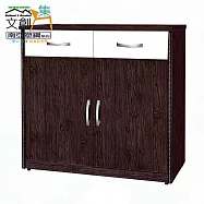 【文創集】南亞塑鋼 古爾多彩2.9尺雙開門雙抽屜餐櫃/電器櫃(二色可選) 胡桃白雙色
