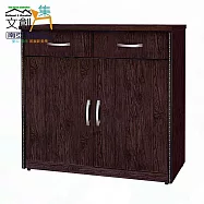 【文創集】南亞塑鋼 古爾多彩2.9尺雙開門雙抽屜餐櫃/電器櫃(二色可選) 胡桃木紋