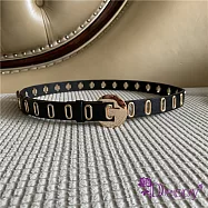 【Decoy】橢圓金洞*全孔針扣時尚皮帶 黑