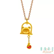 甜蜜約定2SWEET 甜甜草莓拉拉熊Rilakkuma立體黃金墜子 送黑皮繩項鍊
