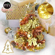 摩達客耶誕-2尺/2呎(60cm)台灣製特仕幸福型裝飾亮金箔聖誕樹 (香檳雙金系全套飾品)+20燈LED燈插電式暖白光*1/贈控制器/本島免運費